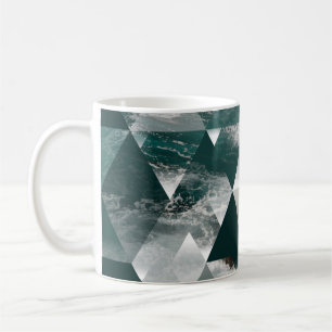 Taza De Café fondo geométrico marino abstracto con triángulos, 
