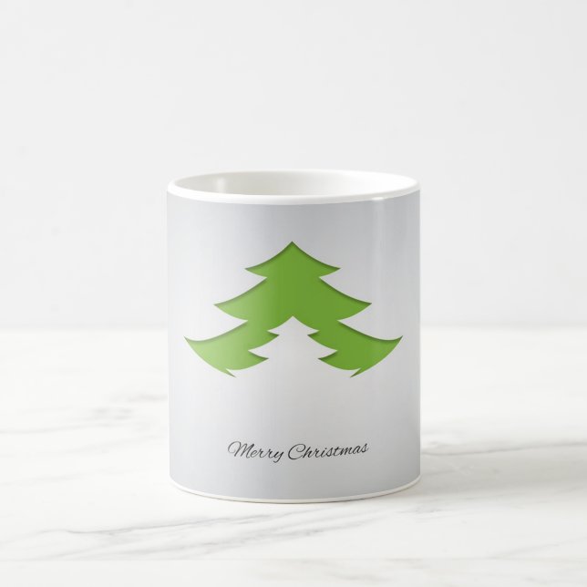 Taza De Café Fondo gris con árbol de Navidad (Centro)