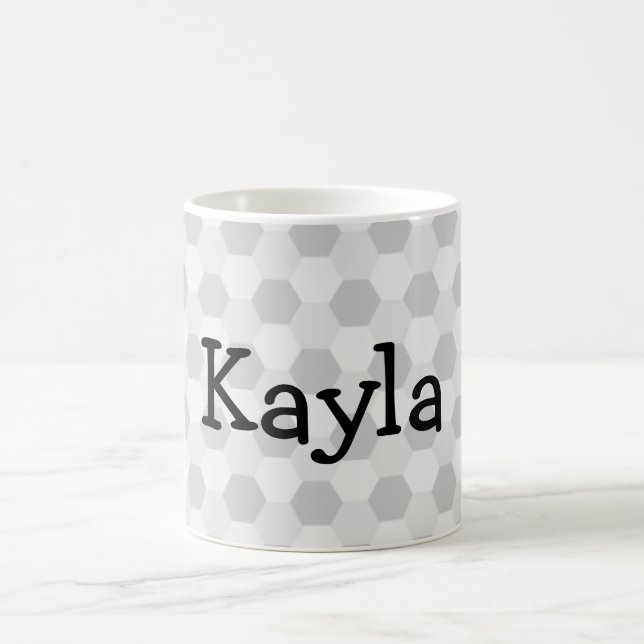 Taza De Café Fondo gris conocido personalizado del hexágono (Centro)
