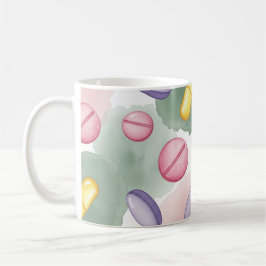 Taza De Café Fondo gris de farmacéutico pastillas púrpuras