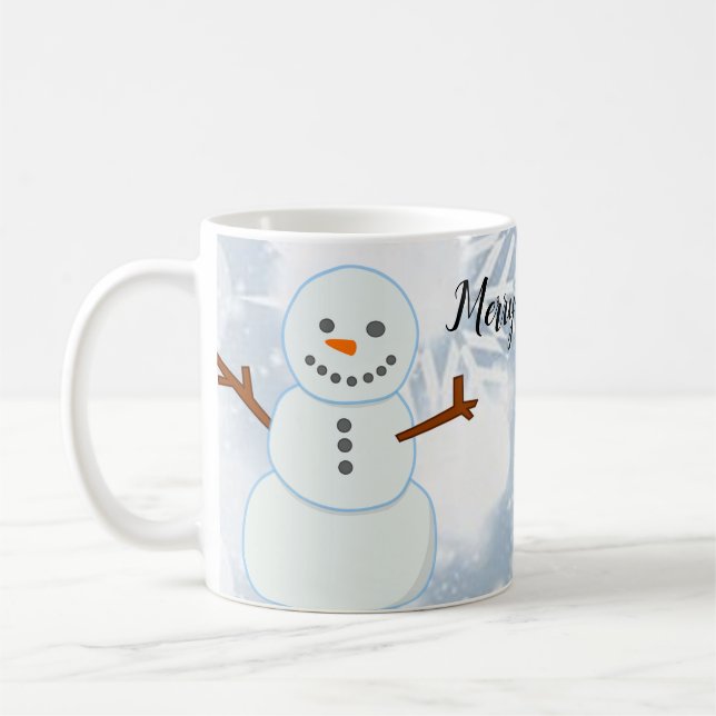 Taza De Café Fondo gris Purpurinoso con copos de nieve y nieve (Izquierda)