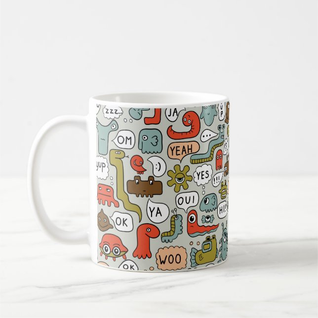 Taza De Café fondo inquebrantable con monstruos adorables perso (Izquierda)