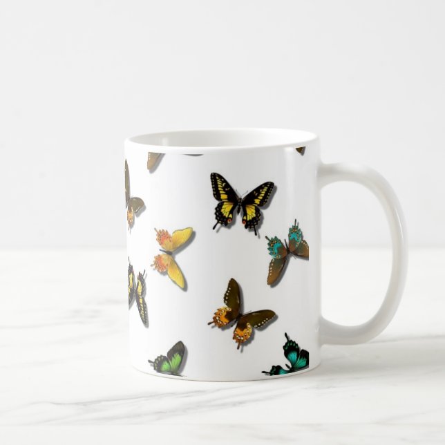 Taza De Café Fondo lindo de la mariposa (Derecha)