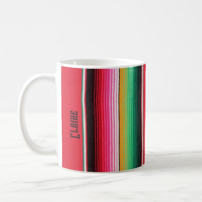 Taza De Café fondo mexicano de nombre poncho serape (Izquierda)