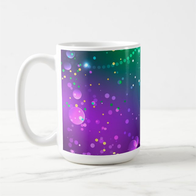 Taza De Café Fondo morado festivo Mardi Gras (Izquierda)