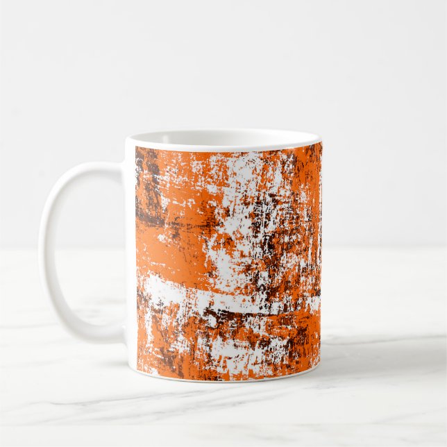 Taza De Café Fondo moreno oscuro. Naranja blanco negro o (Izquierda)