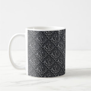 Taza De Café Fondo negro del patrón de damasco-23961