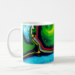 Taza De Café Fondo pintado a mano abstracto, acrílico líquido p