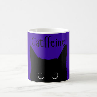 Taza De Café Fondo púrpura de gato negro de Catfinas