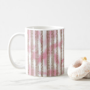 Taza De Café fondo rayado rosa y blanco