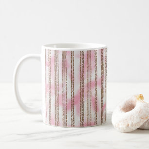 Taza De Café fondo rayado rosa y blanco