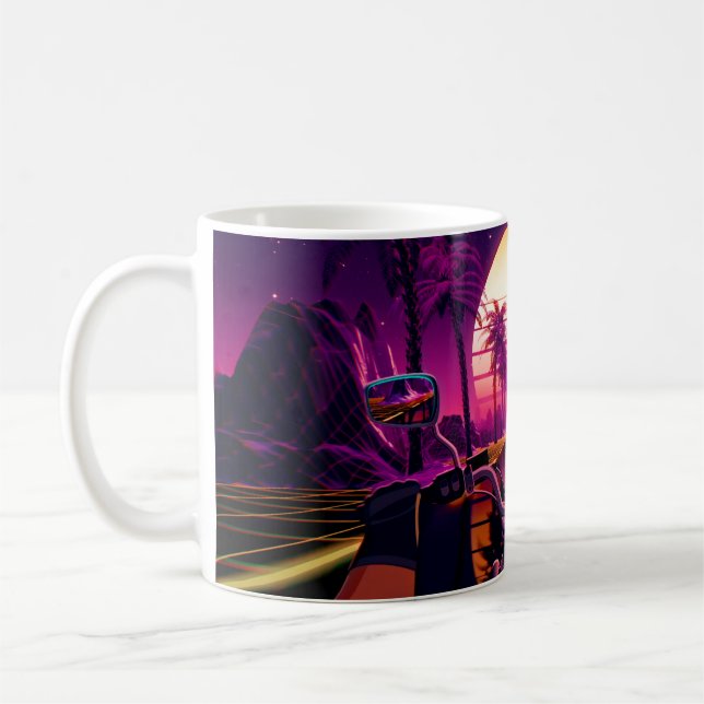 Taza De Café Fondo retro futurista de ciencia ficción de los añ (Izquierda)