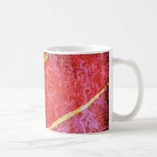 Taza De Café Fondo rojo rayado con rayas amarillas