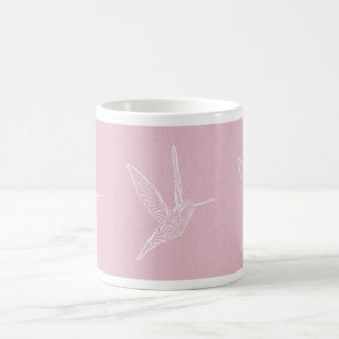 Taza De Café Fondo rosa del colibrí blanco