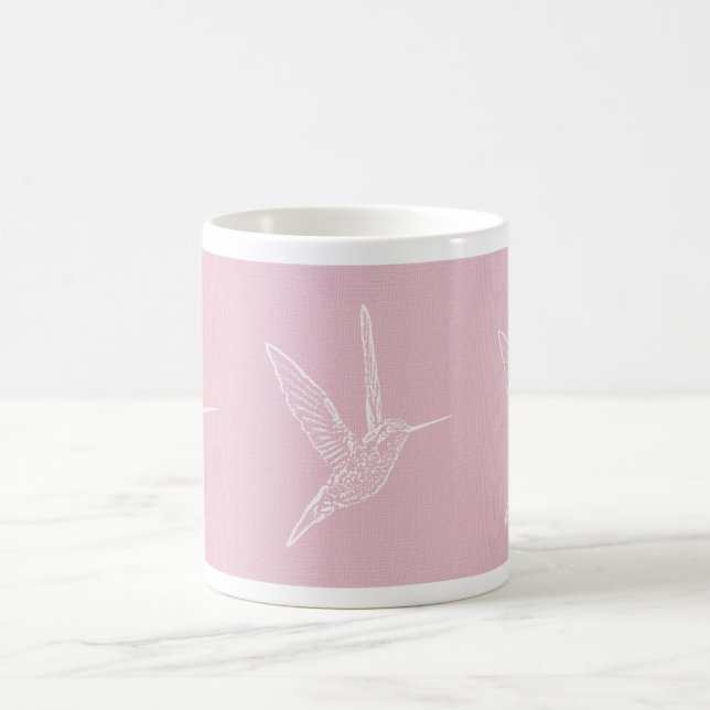 Taza De Café Fondo rosa del colibrí blanco (Centro)