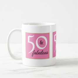 Taza De Café Fondo rosa suave 50 y fabuloso cumpleaños