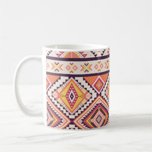 Taza De Café Fondo tribal azteca a rayas sin soldadura