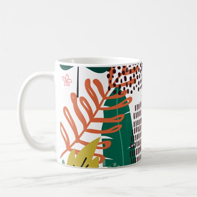 Taza De Café Fondo tropical sin foco con Monstera (Izquierda)