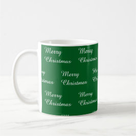 Taza De Café Fondo verde con Feliz Navidad repetido