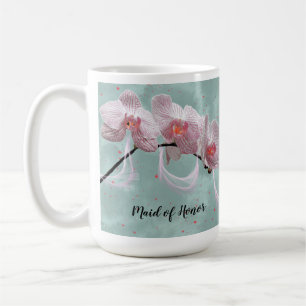 Taza De Café Fondo verde de las orquídeas rosadas de Honor Mug