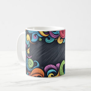 Taza De Café Fondos de pizarra y tiza. Estilo infantil