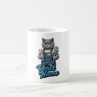 Taza De Café Fontanero gato Scottish Fold lindo personalizado
