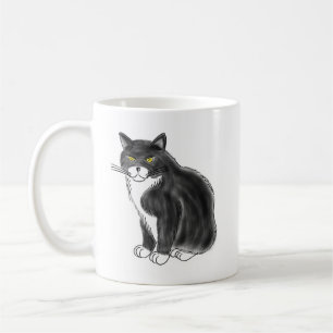 Taza De Café FooFooCat: Gato mullido enorme del smoking