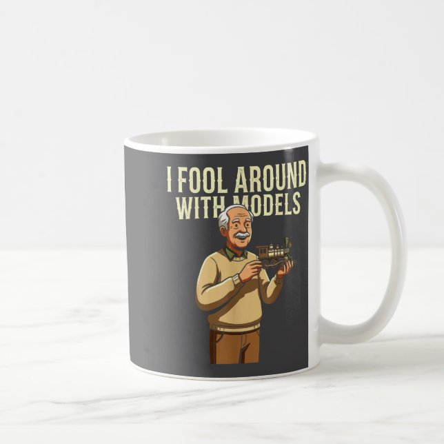 Taza De Café Fool Around With Models Train Hobby Funny Locomoti (Derecha)