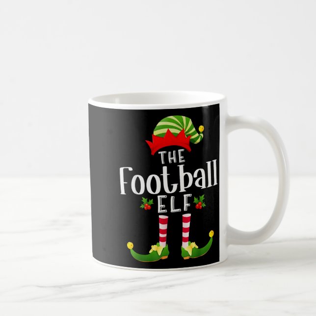 Taza De Café Football Christmas Elf Matching Pajama X-mas Party (Derecha)