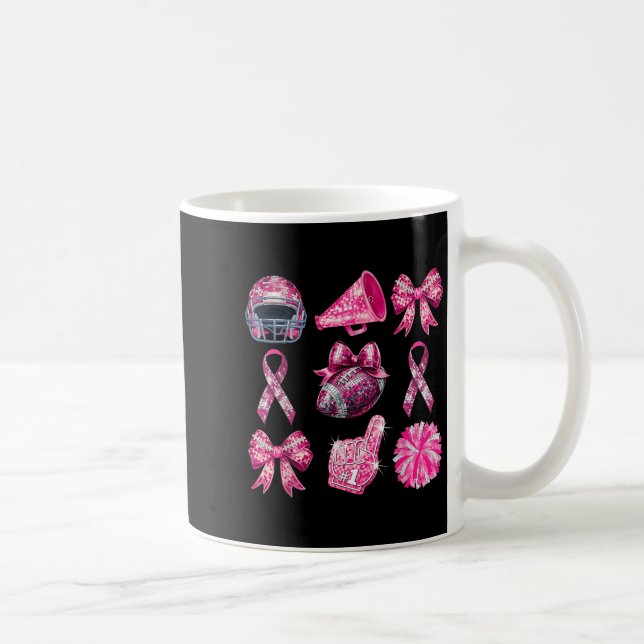 Taza De Café Football Coquette Cheer Mom Pink Out Breast Cancer (Derecha)