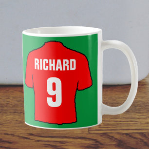 Taza De Café Football shirt design in red.