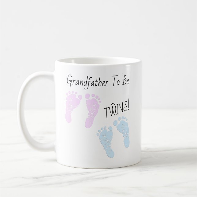 Taza De Café Footprints Grandfaother To Be Twins Invitación (Izquierda)
