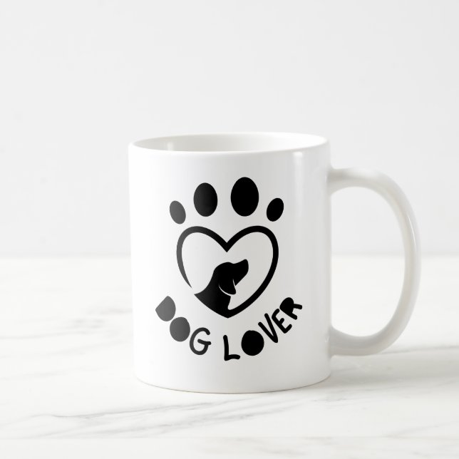 Taza De Café For dog lovers with the quote "Dog lover" (Derecha)