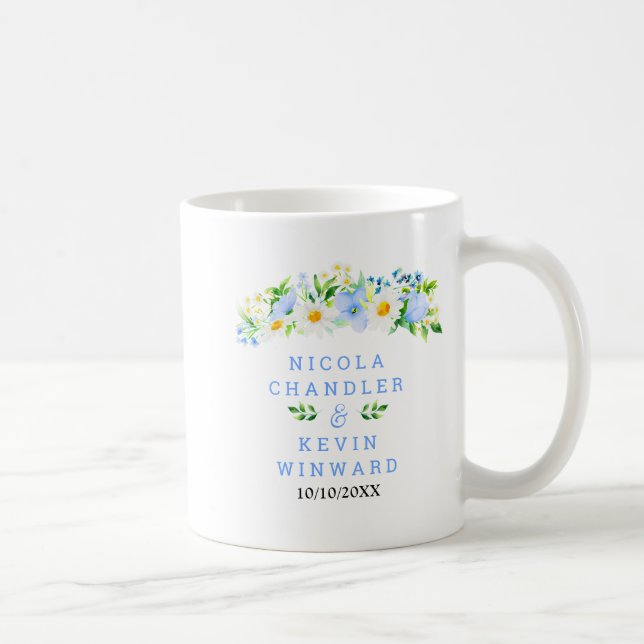 Taza De Café Forget-Me-Nots and Daisies Floral Wedding (Derecha)