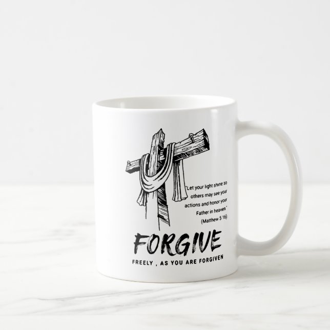 Taza De Café Forgive Cross Christian Faith Tee  (Derecha)