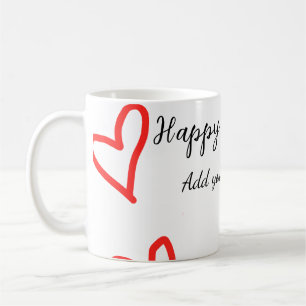 Taza De Café Forma de corazón rojo feliz cumpleaños agregar tex