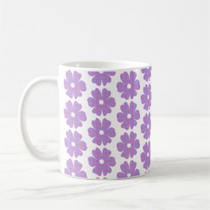 Taza De Café Forma de Flor a Cuadros Rosa Purpura