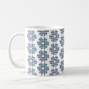 Taza De Café Forma de Flor a Cuadros Rosa Turquesa