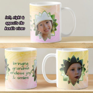 Taza De Café Forma de Flor Fondo Colorido Foto Reemplazable
