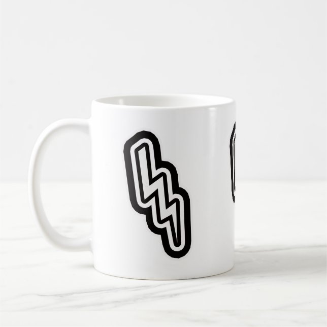 Taza De Café Forma de monograma del tornillo blanco de luz negr (Izquierda)