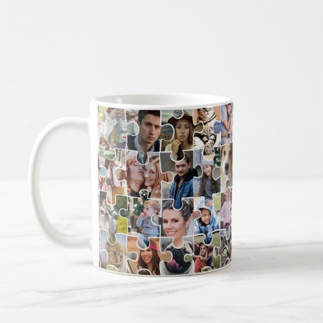 Taza De Café Forma de rompecabezas del Personalizado del Collag (Izquierda)