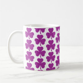 Taza De Café Forma de Trébol de Cuadrados Rosa Púrpura