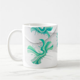 Taza De Café forma geométrica azul verdoso limpia con fondo arr