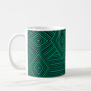 Taza De Café Forma geométrica perfecta líneas rhombus bla verde