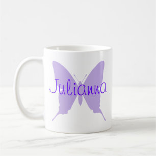 Taza De Café Forma personalizada de mariposa púrpura ligera