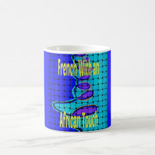 Taza De Café Forma púrpura abstracta tejida africana azul franc