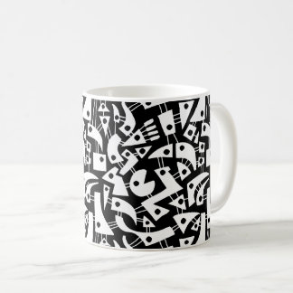 Taza De Café Formas abstractas 180318 - Blanco sobre negro