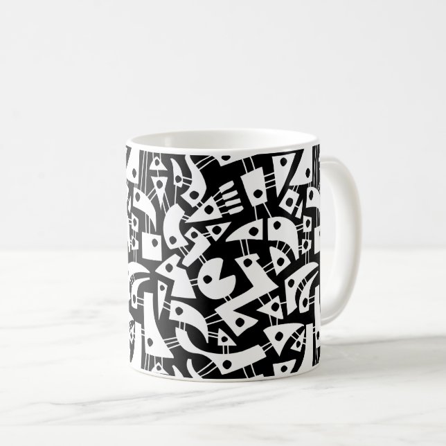 Taza De Café Formas abstractas 180318 - Blanco sobre negro (Anverso derecho)