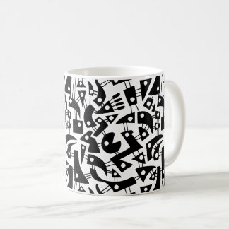 Taza De Café Formas abstractas 180318 - Negro sobre blanco