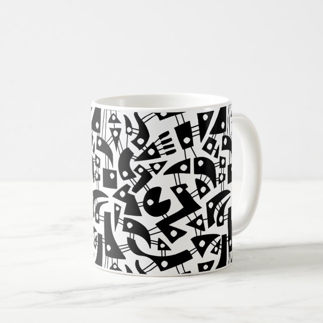 Taza De Café Formas abstractas 180318 - Negro sobre blanco (Anverso derecho)